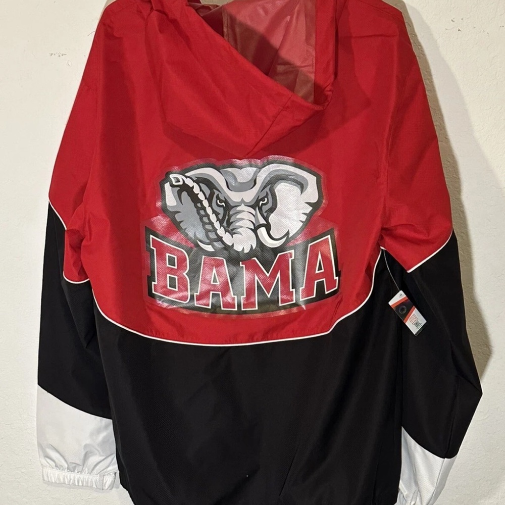 Alabama Crimson Tide Mitchell & Ness NCAA Large Windbreaker Jacket Black Red NWT - Picture 5 of 5